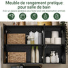 SoBuy FRG231-L-SCH Meuble Haut Salle de Bain Suspendu Armoire Murale avec Étagère Réglable et Porte Rangement Mural Compact pour Salle de Bain, WC ou Cuisine Noir 90x30x60 cm