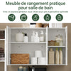 SoBuy FRG231-L-W Meuble Haut Salle de Bain Suspendu Armoire Murale avec Étagère Réglable et Porte Rangement Mural Compact pour Salle de Bain, WC ou Cuisine Blanche 90x30x60 cm