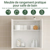 SoBuy FRG231-W Meuble Haut Salle de Bain Suspendu Armoire Murale avec Étagère Réglable et Porte Rangement Mural Compact pour Salle de Bain, WC ou Cuisine Blanche 60x30x60 cm