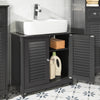 SoBuy FRG237-DG Meuble sous Lavabo, Meuble sous Vasque avec Étagères Ajustables, Meuble Salle de Bain avec Portes Anti-humidité, Placard de Rangement Salle de Bain en MDF, 60 x 35 x 58 cm, Gris