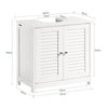 SoBuy FRG237-II-W Meuble sous-Lavabo, Meuble sous Vasque avec Étagères Ajustables, Meuble de Salle de Bain en MDF, pour Colonne lavabo, Rangement avec Portes Anti-humidité, Blanc, L60xP35xH58 cm
