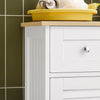SoBuy FRG238-WN Meuble Bas de Salle de Bain – Commode pour Salle de Bain, Armoire de Rangement avec étagère réglable, 1 Tiroir et 2 Portes, pour Le Couloir et la Cuisine, Blanc+Naturel, 60x35x87cm