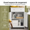 SoBuy FRG238-WN Meuble Bas de Salle de Bain – Commode pour Salle de Bain, Armoire de Rangement avec étagère réglable, 1 Tiroir et 2 Portes, pour Le Couloir et la Cuisine, Blanc+Naturel, 60x35x87cm