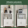 SoBuy FRG241-W Meuble Cuisine à roulettes – Desserte Cuisine avec Portes et Étagère Réglable – Meuble de Rangement Compact pour Micro-Ondes, Bureau ou Salle à Manger, 55x38x84 cm, Blanc