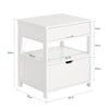 SoBuy FRG258-W Table de Chevet avec 2 tiroirs et étagère, Table de Nuit pour Chambre à Coucher - Meuble de Rangement Moderne L45 x P38 x H55 cm Blanc