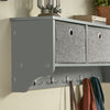 SoBuy FRG282-HG Porte Manteau Mural avec 5 Crochets et 3 Paniers - Porte Manteau Mural Bois, Meuble Entrée avec Étagère - Penderie Suspendue pour Chambre, Salon, Salle de Bain - Gris 100x20x30cm