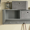 SoBuy FRG282-HG Porte Manteau Mural avec 5 Crochets et 3 Paniers - Porte Manteau Mural Bois, Meuble Entrée avec Étagère - Penderie Suspendue pour Chambre, Salon, Salle de Bain - Gris 100x20x30cm