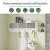 SoBuy FRG282-W Porte Manteau Mural avec 5 Crochets et 3 Paniers - Porte Manteau Mural Bois, Meuble Entrée avec Étagère - Penderie Suspendue pour Chambre, Salon, Salle de Bain - Blanc 100x20x30cm