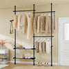 SoBuy FRG34-II-SCH Portant à vêtements télescopique robuste – Penderie ouverte réglable avec tringles et étagères, Porte-manteau pour chambre ou dressing, Noir