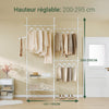 SoBuy FRG34-II-W Portant à vêtements télescopique robuste – Penderie ouverte réglable avec tringles et étagères, Porte-manteau pour chambre ou dressing, Blanc