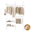 SoBuy FRG34-II-W Portant à vêtements télescopique robuste – Penderie ouverte réglable avec tringles et étagères, Porte-manteau pour chambre ou dressing, Blanc