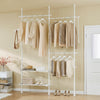 SoBuy FRG34-II-W Portant à vêtements télescopique robuste – Penderie ouverte réglable avec tringles et étagères, Porte-manteau pour chambre ou dressing, Blanc