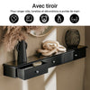 SoBuy FRG43-L-SCH Etagere Murale avec 3 Tiroirs - Étagère Flottante Moderne pour Entrée, Salon, Cuisine & Chambre - Noir 94x15x10cm
