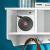 SoBuy FRG48-L-W Portemanteau Étagère Murale Porte-Manteau Salle de Bain Meuble d’Entrée avec 4 Compartiments de Rangement Et 5 Crochets Blanc