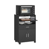 SoBuy FSB09-SCH Chariot de Cuisine sur roulettes avec Plan de Travail Extensible Meuble de Rangement pour Micro-Ondes Meuble Cuisine Noir 92×59×40 cm Idéal pour, Bureau ou Salle à Manger