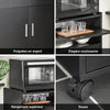 SoBuy FSB09-SCH Chariot de Cuisine sur roulettes avec Plan de Travail Extensible Meuble de Rangement pour Micro-Ondes Meuble Cuisine Noir 92×59×40 cm Idéal pour, Bureau ou Salle à Manger