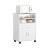 SoBuy FSB09-W Chariot de Cuisine sur roulettes avec Plan de Travail Extensible Meuble de Rangement pour Micro-Ondes Meuble Cuisine Blanc 92×59×40 cm Idéal pour, Bureau ou Salle à Manger