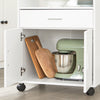SoBuy FSB09-W Chariot de Cuisine sur roulettes avec Plan de Travail Extensible Meuble de Rangement pour Micro-Ondes Meuble Cuisine Blanc 92×59×40 cm Idéal pour, Bureau ou Salle à Manger