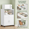 SoBuy FSB09-W Chariot de Cuisine sur roulettes avec Plan de Travail Extensible Meuble de Rangement pour Micro-Ondes Meuble Cuisine Blanc 92×59×40 cm Idéal pour, Bureau ou Salle à Manger