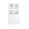 SoBuy FSB101-W Meuble de Rangement Buffet Cuisine Moderne 3 Portes et 2 Tiroirs avec Compartiment à Poubelle, Design Élégant - Meuble de Cuisine pour Salle à Manger ou Salon Blanc 92x40x180 cm