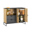 SoBuy FSB103-N Meuble de Rangement, Meuble Cuisine Buffet Salle à Manger avec Niche Micro-Ondes Ø6 cm & Porte-Verres Armoire à étagère réglable, Pieds métal Hauts vaisselier, chêne/Noir, 107×40×85 cm