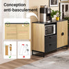 SoBuy FSB103-N Meuble de Rangement, Meuble Cuisine Buffet Salle à Manger avec Niche Micro-Ondes Ø6 cm & Porte-Verres Armoire à étagère réglable, Pieds métal Hauts vaisselier, chêne/Noir, 107×40×85 cm