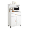 SoBuy FSB12-W Desserte, Micro-Onde à roulettes, Chariot, Meuble de Rangement Cuisine, Meuble Four, Buffet avec 1 Tiroir et 2 Portes, pour Salle à Manger, Cuisine et Salon, Blanc, L62xP40xH119 cm