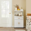 SoBuy FSB12-W Desserte, Micro-Onde à roulettes, Chariot, Meuble de Rangement Cuisine, Meuble Four, Buffet avec 1 Tiroir et 2 Portes, pour Salle à Manger, Cuisine et Salon, Blanc, L62xP40xH119 cm