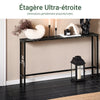 SoBuy FSB19-SCH Console Entrée Meuble Couloir Étagère Arrière Canapé – Plateau Effet Marbre Noir et Pieds Métal – Style Industriel Moderne pour Salon, Bureau, Chambre – 120x20x65cm