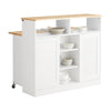SoBuy FSB36-WN Buffet de Rangement Placard de Cuisine Ilot de Cuisine Armoire de Cuisine avec Portes Coulissantes et Plan de Travail Extensible