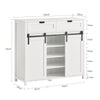 SoBuy FSB74-W Meuble Chaussures, Meuble Entrée, Commode Armoire de Rangement pour Entrée, Salon, Cuisine, Meuble de Rangement avec 2 Tiroirs et 2 Portes de Grange Coulissantes, 104 x 35 x 93 cm Blanc