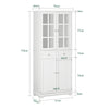 SoBuy FSB76-W Buffet Haut, Buffet de Cuisine, Armoire de Rangement, Meuble Vitrine