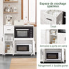 SoBuy FSB78-W Meuble Micro-Ondes Buffet Commode sur roulettes Armoire de Cuisine Multi-Rangement avec 3 Portes, 1 Tiroir, 1 Compartiment