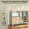 SoBuy FSB81-GR Buffet Cuisine avec Espace Micro-Ondes et Range-Bouteilles Meuble de Rangement Cuisine 120 cm avec Portes en Verre Meuble pour Salon, Salle à Manger ou Entrée 120x90x40cm Vert
