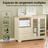 SoBuy FSB81-MI Buffet Cuisine avec Espace Micro-Ondes et Range-Bouteilles Meuble de Rangement Cuisine 120 cm avec Portes en Verre Meuble pour Salon, Salle à Manger ou Entrée 120x90x40cm Beige