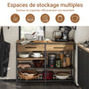 SoBuy FSB85-PF Buffet de Cuisine Industriel avec Étagères Ouvertes, Tiroirs et Range-Bouteilles - Meuble de Rangement avec Espace Micro-Ondes - pour Cuisine, Salon ou Entrée 120x91x45cm Marron