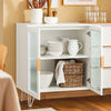 SoBuy FSB86-W Buffet Bas, Commode Armoire de Rangement, Buffet Bahut pour Cuisine Salle à Manger Salon Entrée avec Placard, 3 Tiroirs et 2 Portes Vitrées, 108 x 40 x 85 cm, Blanc