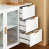 SoBuy FSB86-W Buffet Bas, Commode Armoire de Rangement, Buffet Bahut pour Cuisine Salle à Manger Salon Entrée avec Placard, 3 Tiroirs et 2 Portes Vitrées, 108 x 40 x 85 cm, Blanc