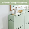SoBuy FSR100-GR Meuble Chaussure 4 Abattants Meuble à Chaussures d’Entree Armoire à Chaussures Rangement Chaussures Compact Range Chaussures Étroit pour Petite Entrée ou Couloir L100xP19xH91cm Vert