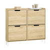 SoBuy FSR100-N Meuble Chaussure 4 Abattants Meuble à Chaussures d’Entree Armoire à Chaussures Rangement Chaussures Compact Range Chaussures Étroit pour Entrée ou Couloir L100xP19xH91cm Naturel