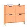 SoBuy FSR100-RS Meuble Chaussure 4 Abattants Meuble à Chaussures d’Entree Armoire à Chaussures Rangement Chaussures Compact Range Chaussures Étroit pour Petite Entrée ou Couloir L100xP19xH91cm Rosé