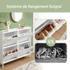 SoBuy FSR100-W Meuble Chaussure 4 Abattants Meuble à Chaussures d’Entree Armoire à Chaussures Rangement Chaussures Compact Range Chaussures Étroit pour Petite Entrée ou Couloir L100xP19xH91cm Blanc