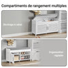 SoBuy FSR102-W Meuble Chaussures Banc Entrée Rangement Chaussures - Coussin Confortable, Coffre Caché, Étagères Ajustables - pour Entrée ou Chambre - 90x33x50 cm