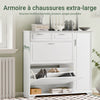 SoBuy FSR104-W Meuble Chaussure Entrée Meuble Rangement Chaussures – Armoire à Chaussures avec 2 Abattants, 2 Tiroirs, 1 Porte et 1 Compartiment Ouvert – Idéal Couloir Maison – Blanc 120x26x111cm