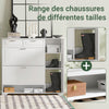 SoBuy FSR104-W Meuble Chaussure Entrée Meuble Rangement Chaussures – Armoire à Chaussures avec 2 Abattants, 2 Tiroirs, 1 Porte et 1 Compartiment Ouvert – Idéal Couloir Maison – Blanc 120x26x111cm