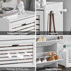 SoBuy FSR108-W Meuble à Chaussures Meuble d'Entrée avec 3 Abattants et Crochets – Armoire à Chaussures Rangement pour Chaussures avec Porte-Manteau – Meuble à Chaussures Blanc 55x30x112 cm