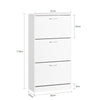 SoBuy FSR110-W Meuble d'Entrée avec 3 Abattants + Placard Rangement Chaussures - Meuble à Chaussures pour Couloir, Studio ou Appartement - Blanc 71x24x111cm