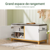 SoBuy FSR117-W Banc Chaussures Entrée, Banc de Rangement, Meuble Chaussures avec Siège Rembourré et 2 Portes, Rangement Chaussures, pour Couloir, Entrée, Chambre à Coucher, Blanc, 90x34x46 cm