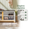 SoBuy FSR117-W Banc Chaussures Entrée, Banc de Rangement, Meuble Chaussures avec Siège Rembourré et 2 Portes, Rangement Chaussures, pour Couloir, Entrée, Chambre à Coucher, Blanc, 90x34x46 cm