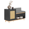 SoBuy FSR128-SCH Meuble Chaussure Banc Chaussures Entrée avec Tiroir, Porte à Treillis, Coussin Confortable pour Meuble d'Entrée ou Banc d'Entrée, Rangement Chaussures Noir 100x35x60cm